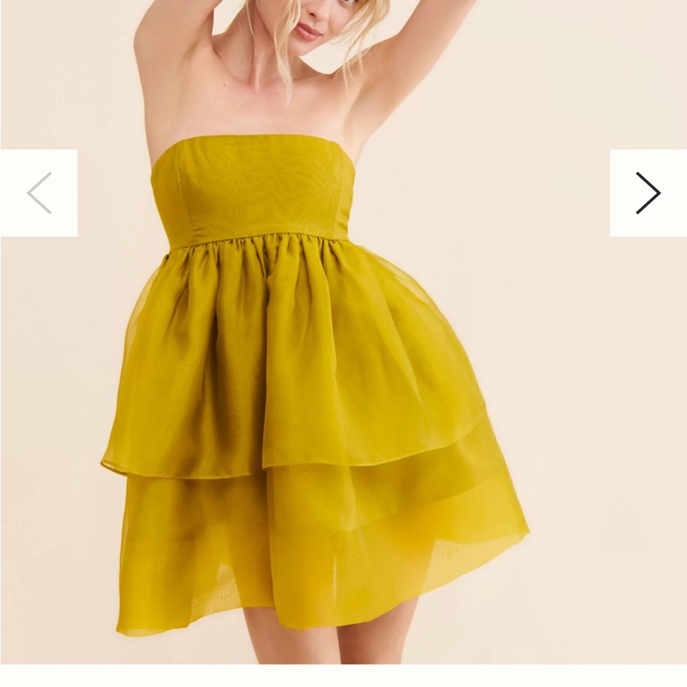 Anthropologie Yellow Strapless Mini Dress